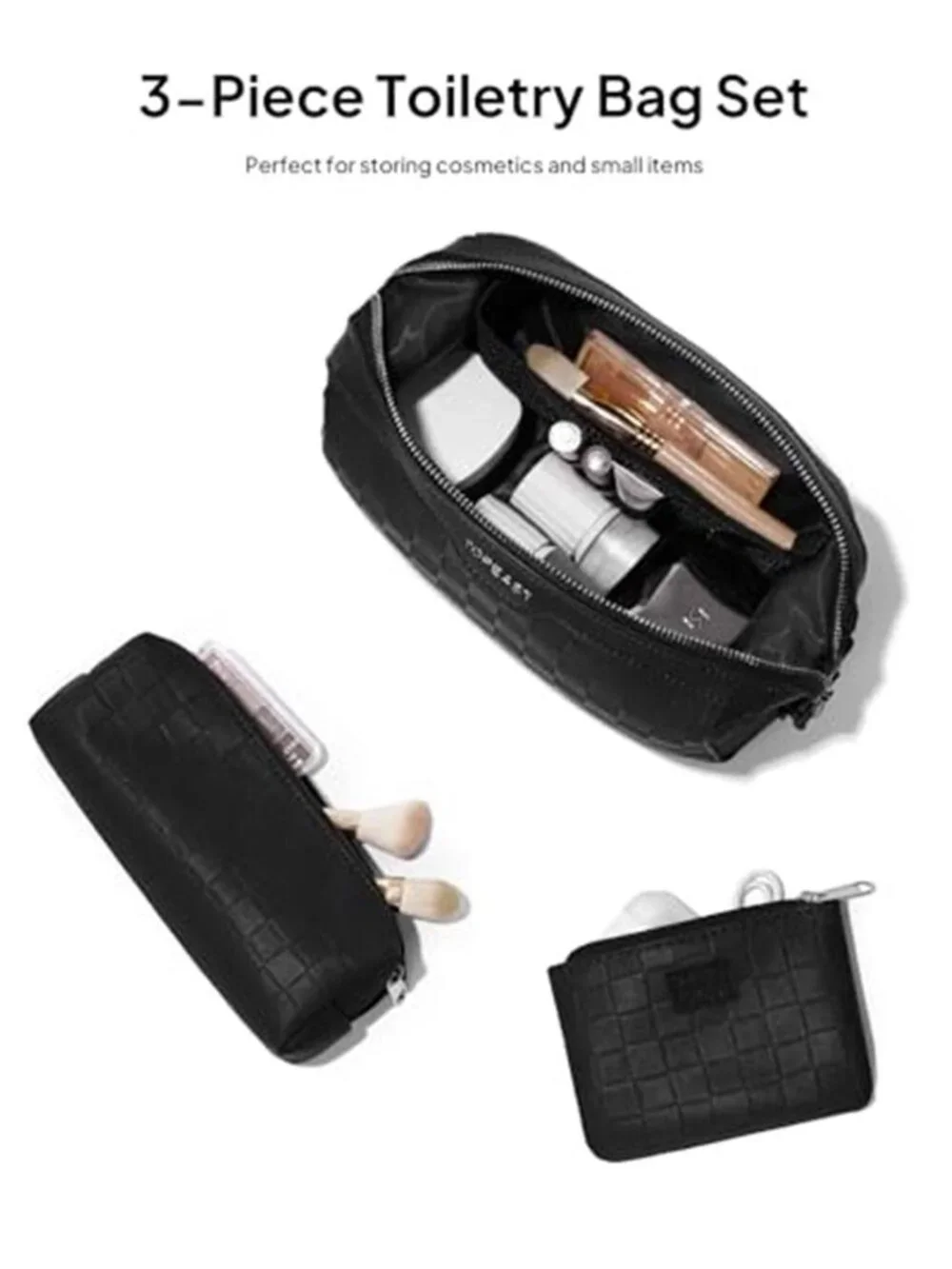 Travel Makeup Bag Cosmetic Bags for Women 3 Pcs Set Make Up Toiletry
